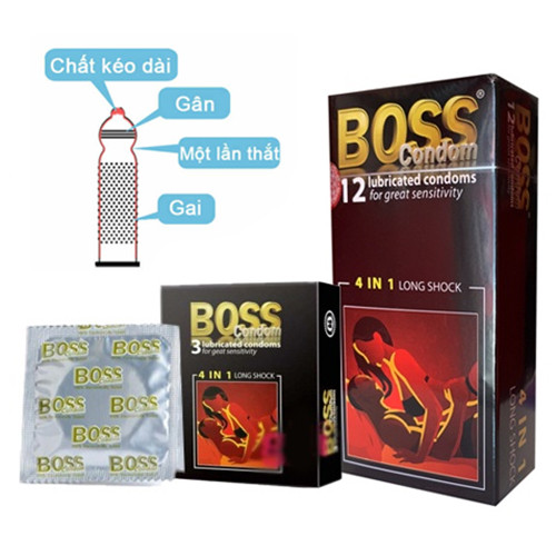 Bao cao su Boss 4 in 1 – Kéo dài thời gian có gân gai