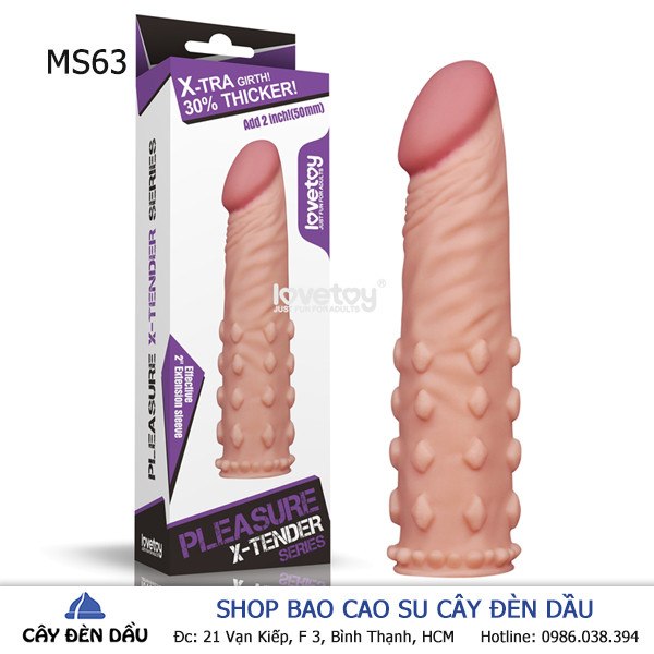 Bao cao su đôn dên 5cm Lovetoy bi gai tăng khoái cảm