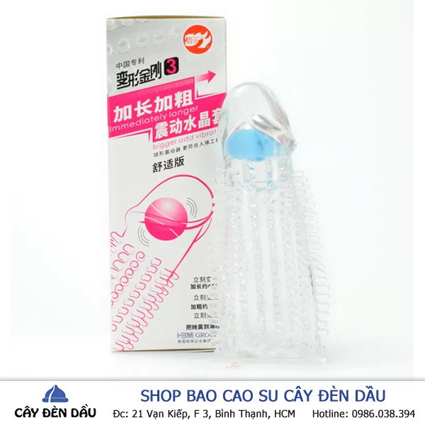 Bao cao su đôn dên gai rung đầu trong suốt