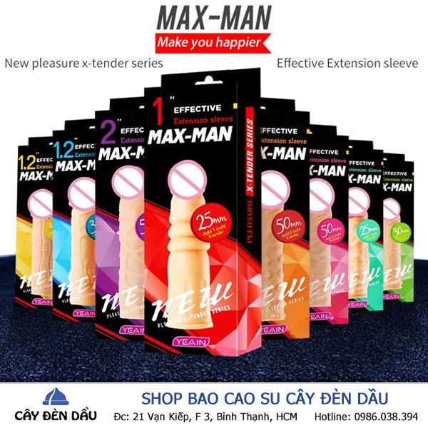 Bao cao su đôn dên MAXMAN nhiều style gân gai bi