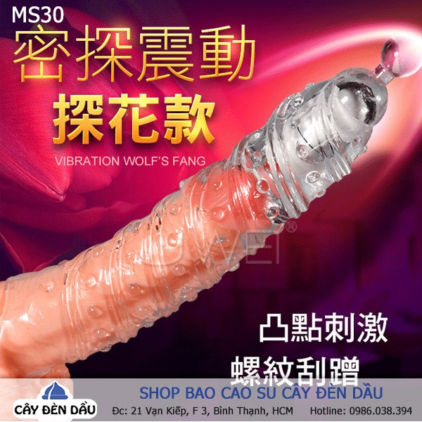 Bao cao su đôn dên rung đầu Wolf’s Fang tăng 7cm