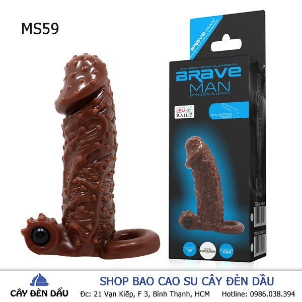 Bao cao su đôn dên silicone siêu mềm Brave Man rung gốc