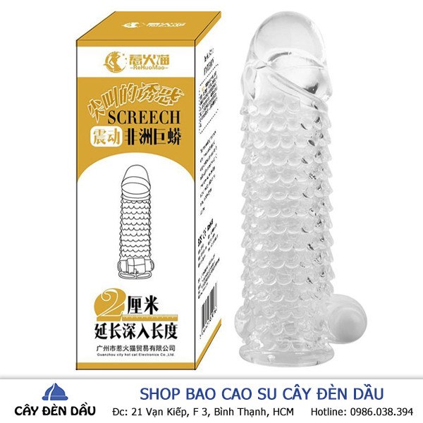 Bao cao su đôn dên vảy cá SCREECH có rung kích thích mạnh