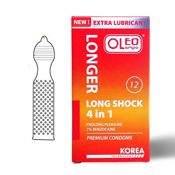 Bao cao su Oleo Lampo Longshock 4in1 hộp 12 cái