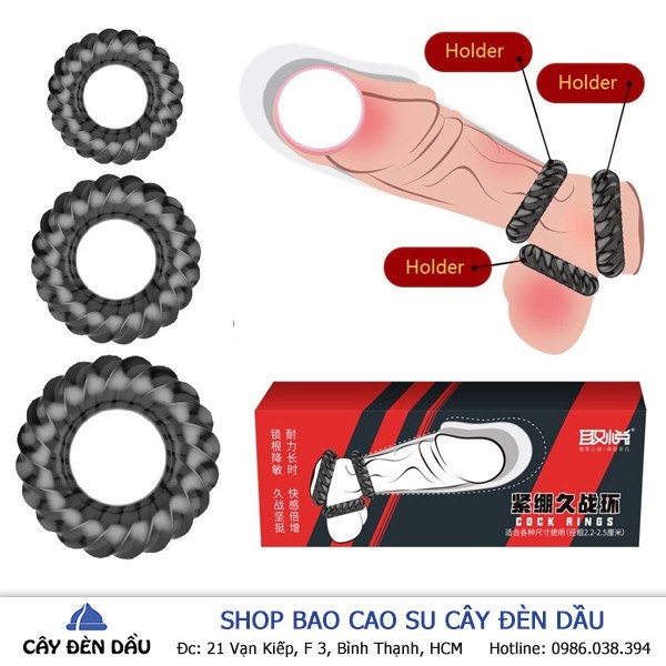 Bộ 3 vòng đeo dương vật silicon Manmiao