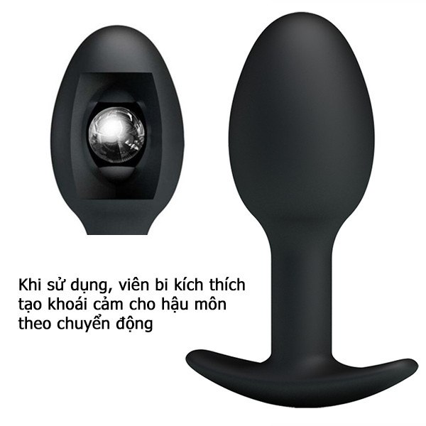 Butt Plug Pretty Love silicone mềm mịn có bi cho khoái cảm lắc lư