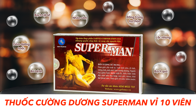 Thuốc Superman GP 1h loại vỉ 10 viên uống cường dương cao cấp