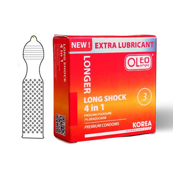 Bao cao su Oleo Lampo Long Shock 4in1 hộp 3 cái